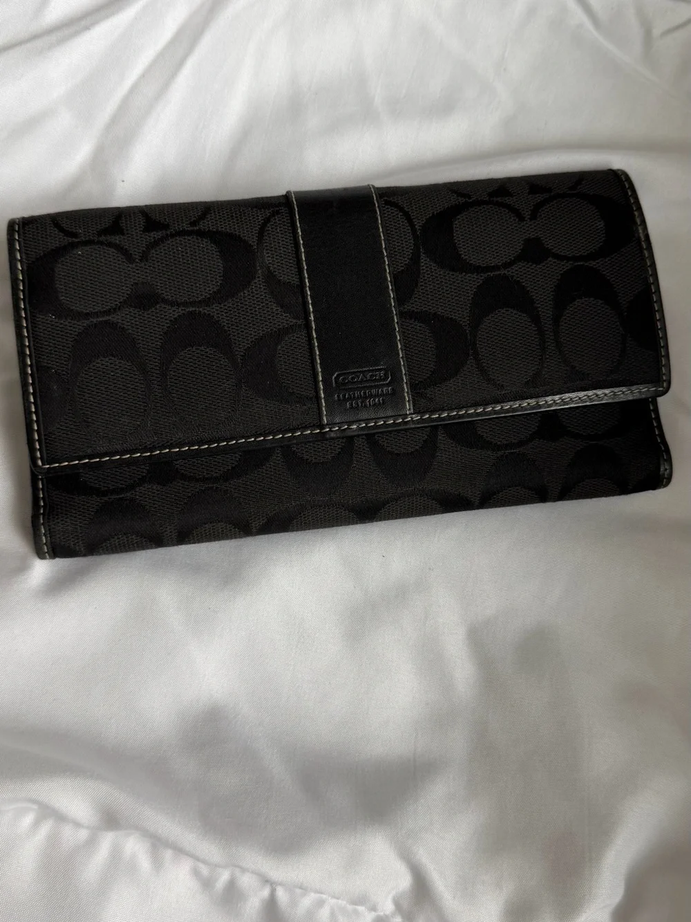 Coach Black Signature Canvas Continental Clutch Wallet